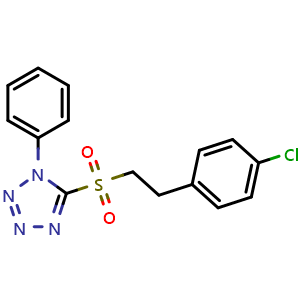 Chemical structure of 5-[[2-(4-Chlorophenyl)ethyl]sulfonyl]-1-phenyl-1H-tetrazole , CAS 1372784-40-1, AChemBlock X185790