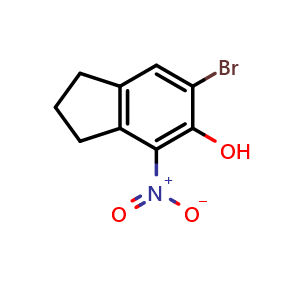 Chemical structure of 6-Bromo-4-nitro-2,3-dihydro-1H-inden-5-ol , CAS 139515-86-9, AChemBlock X185820