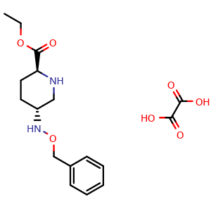 Chemical structure of ethyl (2S,5R)-5-((benzyloxy)amino)piperidine-2-carboxylate oxalate , CAS 1416134-48-9, AChemBlock X185834