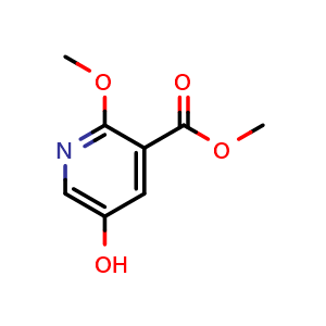 Chemical structure of Methyl 5-hydroxy-2-methoxy-3-pyridinecarboxylate , CAS 142063-12-5, AChemBlock X185841