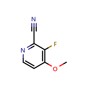 Chemical structure of 3-fluoro-4-methoxypicolinonitrile , CAS 1427357-47-8, AChemBlock X185849