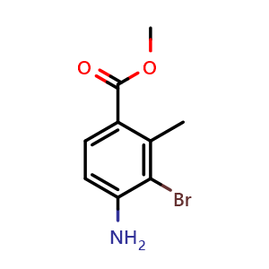 Chemical structure of methyl 4-amino-3-bromo-2-methylbenzoate , CAS 1427361-33-8, AChemBlock X185850