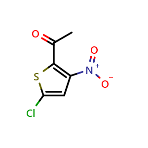 Chemical structure of 1-(5-chloro-3-nitrothiophen-2-yl)ethan-1-one , CAS 1432323-31-3, AChemBlock X185857