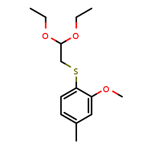 Chemical structure of 1-[(2,2-diethoxyethyl)sulfanyl]-2-methoxy-4-methylbenzene , CAS 1443531-59-6, AChemBlock X185867