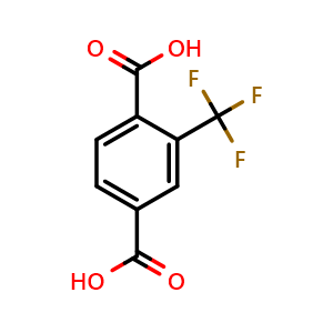 Chemical structure of 2-(Trifluoromethyl)-1,4-Benzenedicarboxylic acid , CAS 1483-47-2, AChemBlock X185893