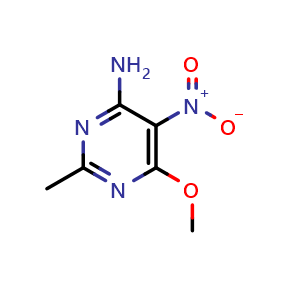 Chemical structure of 6-Methoxy-2-methyl-5-nitro-4-pyrimidinamine , CAS 1483939-98-5, AChemBlock X185894