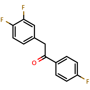 Chemical structure of 2-(3,4-Difluorophenyl)-1-(4-fluorophenyl)ethanone , CAS 1507249-35-5, AChemBlock X185912