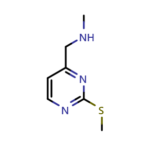 Chemical structure of N-Methyl-2-(methylthio)-4-pyrimidinemethanamine , CAS 1508721-46-7, AChemBlock X185917