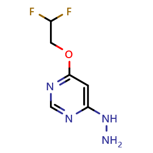 Chemical structure of 4-(2,2-Difluoroethoxy)-6-hydrazineylpyrimidine , CAS 1546008-07-4, AChemBlock X185935