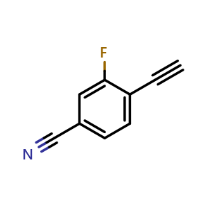 Chemical structure of 4-ethynyl-3-fluorobenzonitrile , CAS 1581281-30-2, AChemBlock X185951