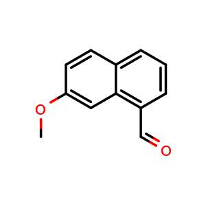 Chemical structure of 7-methoxy-1-naphthalenecarboxaldehyde , CAS 158365-55-0, AChemBlock X185953