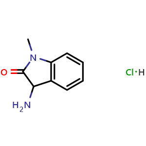Chemical structure of 3-Amino-1-methyl-1,3-dihydro-2H-indol-2-one HydroChloride , CAS 161851-25-8, AChemBlock X185964