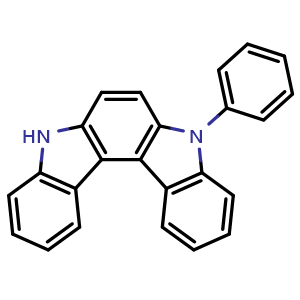 Chemical structure of 5-phenyl-5,8-dihydroindolo[2,3-c]carbazole , CAS 1637752-63-6, AChemBlock X185975