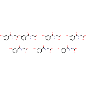 Chemical structure of (3-(((3-hydroxybenzoyl)glycyl)oxy)benzoyl)glycine compound with (3-hydroxybenzoyl)glycine (1:5) , CAS 1637-75-8, AChemBlock X185976