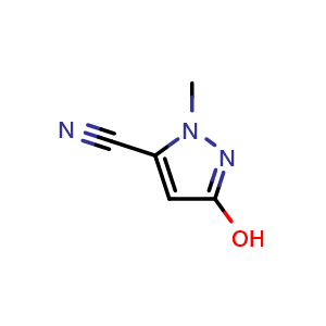 Chemical structure of 3-hydroxy-1-methyl-1h-pyrazole-5-carbonitrile , CAS 1692905-38-6, AChemBlock X185996