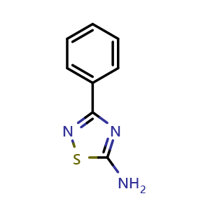Chemical structure of 3-phenyl-1,2,4-thiadiazol-5-amine , CAS 17467-15-1, AChemBlock X186017