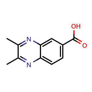 Chemical structure of 2,3-dimethylquinoxaline-6-carboxylic acid , CAS 17635-26-6, AChemBlock X186023