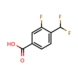 Chemical structure of 4-(Difluoromethyl)-3-fluorobenzoic acid , CAS 1780188-78-4, AChemBlock X186029