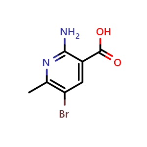 Chemical structure of 2-Amino-5-bromo-6-methyl-3-pyridinecarboxylic acid , CAS 1781727-71-6, AChemBlock X186033