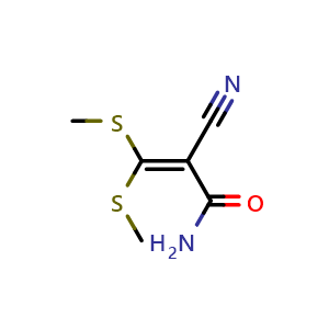 Chemical structure of 1-carbamoyl-1-cyano-2,2-bis(methylthio)ethene , CAS 17823-69-7, AChemBlock X186037
