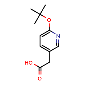Chemical structure of 6-(1,1-Dimethylethoxy)-3-pyridineacetic acid , CAS 1784545-77-2, AChemBlock X186041