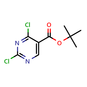 Chemical structure of 1,1-Dimethylethyl 2,4-dichloro-5-pyrimidinecarboxylate , CAS 1786411-92-4, AChemBlock X186043