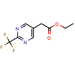 Chemical structure of Ethyl 2-(2-(trifluoromethyl)pyrimidin-5-yl)acetate , CAS 1804454-58-7, AChemBlock X186047