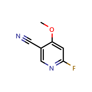 Chemical structure of 6-fluoro-4-methoxynicotinonitrile , CAS 1804910-72-2, AChemBlock X186048
