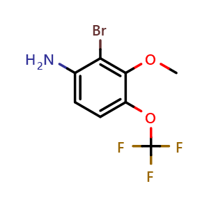 Chemical structure of 2-Bromo-3-methoxy-4-trifluoromethoxy-phenylamine , CAS 1805568-90-4, AChemBlock X186057