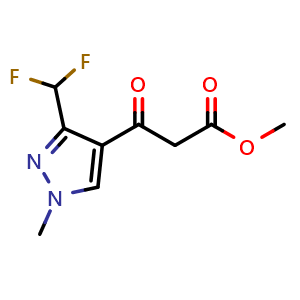 Chemical structure of Methyl 3-(3-(difluoromethyl)-1-methyl-1H-pyrazol-4-yl)-3-oxopropanoate , CAS 1806680-93-2, AChemBlock X186067