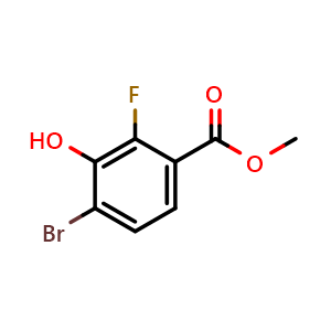 Chemical structure of Methyl 4-Bromo-2-Fluoro-3-Hydroxybenzoate , CAS 1807041-95-7, AChemBlock X186072