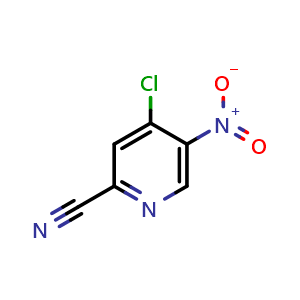 Chemical structure of 4-Chloro-5-nitro-2-pyridinecarbonitrile , CAS 1807254-01-8, AChemBlock X186078