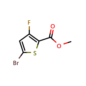 Chemical structure of methyl 5-bromo-3-fluorothiophene-2-carboxylate , CAS 1820885-11-7, AChemBlock X186085