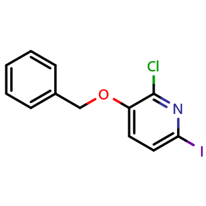 Chemical structure of 3-(Benzyloxy)-2-chloro-6-iodopyridine , CAS 185221-60-7, AChemBlock X186100