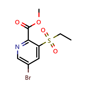 Chemical structure of 2-Pyridinecarboxylic acid, 5-bromo-3-(ethylsulfonyl)-, methyl ester , CAS 1879106-80-5, AChemBlock X186113