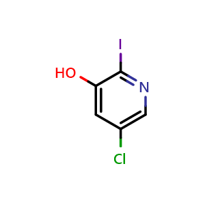 Chemical structure of 5-Chloro-2-iodo-3-hydroxypyridine , CAS 188057-16-1, AChemBlock X186115