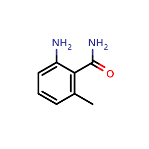 Chemical structure of 2-amino-6-methyl-Benzamide , CAS 1885-31-0, AChemBlock X186117