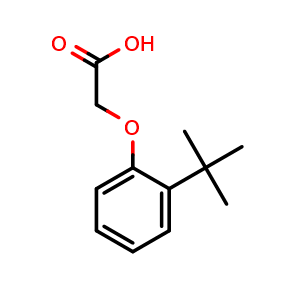 Chemical structure of 2-[2-(1,1-dimethylethyl)phenoxy]acetic acid , CAS 19271-90-0, AChemBlock X186132