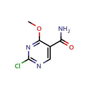 Chemical structure of 2-Chloro-4-methoxy-5-pyrimidinecarboxamide , CAS 1934432-16-2, AChemBlock X186134