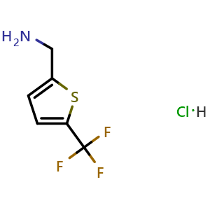 Chemical structure of [5-(Trifluoromethyl)thiophen-2-yl]methanamine hydrochloride , CAS 1971858-34-0, AChemBlock X186148