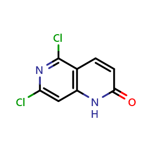 Chemical structure of 5,7-dichloro-1,2-dihydro-1,6-naphthyridin-2-one , CAS 2051921-27-6, AChemBlock X186165
