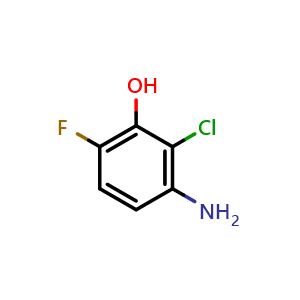Chemical structure of 3-Amino-2-chloro-6-fluorophenol , CAS 2090777-63-0, AChemBlock X186178