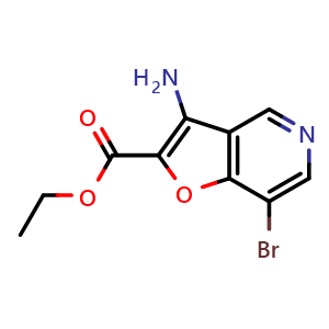 Chemical structure of Ethyl 3-amino-7-bromofuro[3,2-c]pyridine-2-carboxylate , CAS 2091217-61-5, AChemBlock X186179