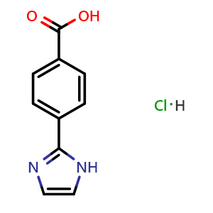 Chemical structure of 4-(1H-Imidazol-2-yl)benzoic acid hydrochloride , CAS 210962-27-9, AChemBlock X186189