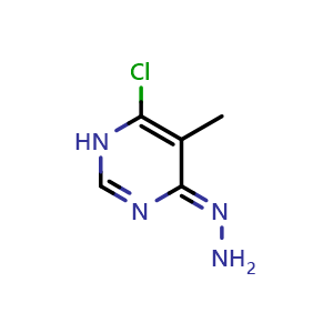 Chemical structure of (4Z)-6-Chloro-5-methyl-4(1H)-pyrimidinone hydrazone , CAS 2131230-77-6, AChemBlock X186192