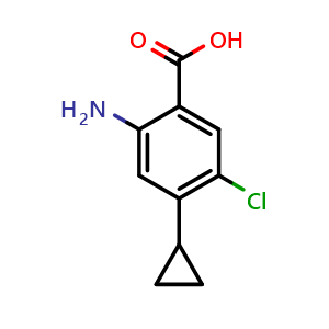 Chemical structure of Benzoic acid, 2-amino-5-chloro-4-cyclopropyl , CAS 2149003-06-3, AChemBlock X186199