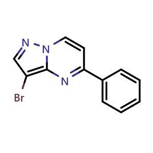 Chemical structure of 3-Bromo-5-phenylpyrazolo[1,5-a]pyrimidine , CAS 2226986-78-1, AChemBlock X186225