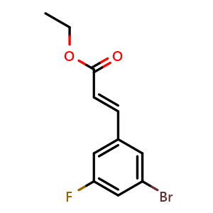 Chemical structure of Ethyl (2E)-3-(3-bromo-5-fluorophenyl)-2-propenoate , CAS 2248092-17-1, AChemBlock X186236
