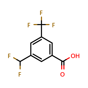 Chemical structure of 3-(Difluoromethyl)-5-(trifluoromethyl)benzoic acid , CAS 2248290-21-1, AChemBlock X186237