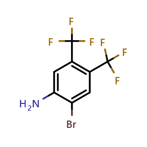 Chemical structure of 2-Bromo-4,5-di(trifluoromethyl)aniline , CAS 230295-15-5, AChemBlock X186242